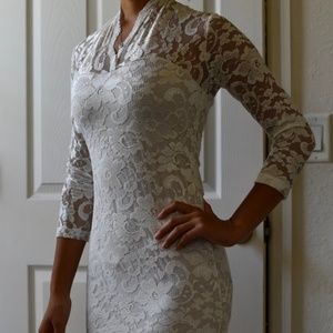 ASOS White Lace Long Sleeve Mini Dress